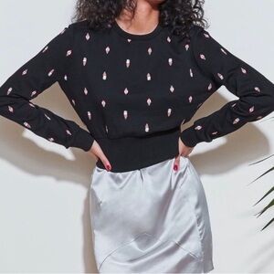 Fleur du Mal Ice Cream Embroidered Cropped Sweatshirt size XS